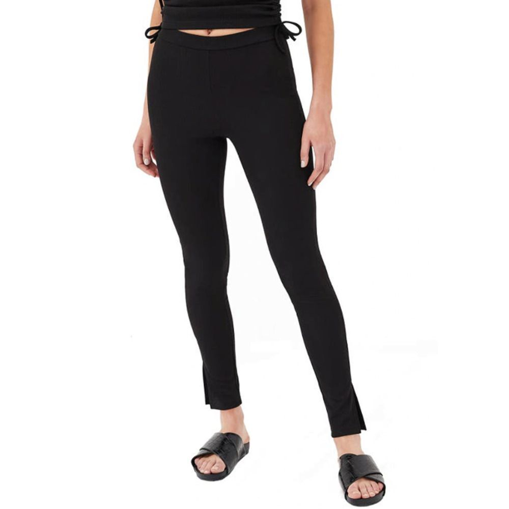 4TH & RECKLESS Annoushka Side‎ Slit Leggings In Black Rib Jersey Small